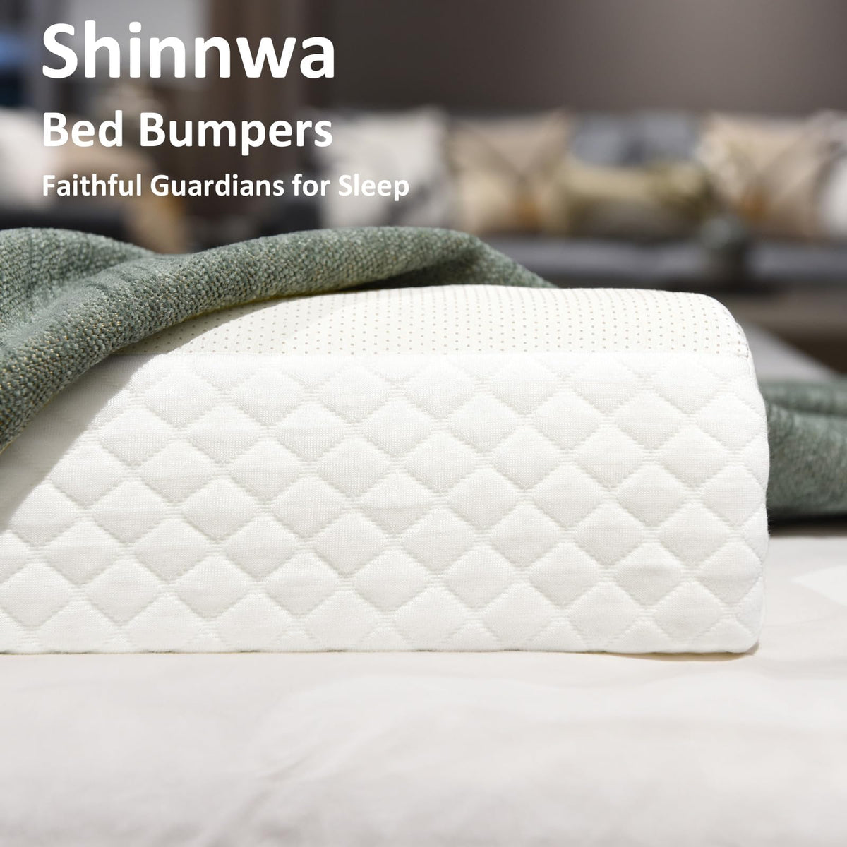 Shinnwa Bed Bumpers for Toddlers & Kids (2-Pack), Memory Foam Bed Rail for Adults, Bed Edge Safety Guard for Queen, King, Full Bed, Non-Slip Bottom, Machine Washable Cover