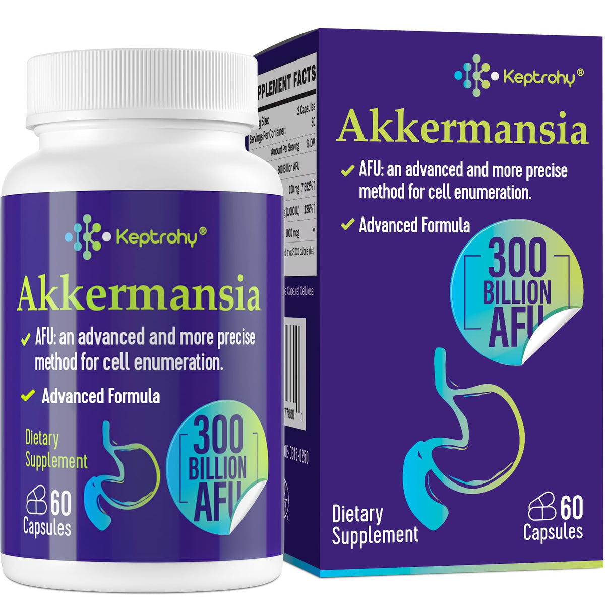 300 Billion AFU Akkermansia Muciniphila Probiotic for More GLP-1, 60 Count