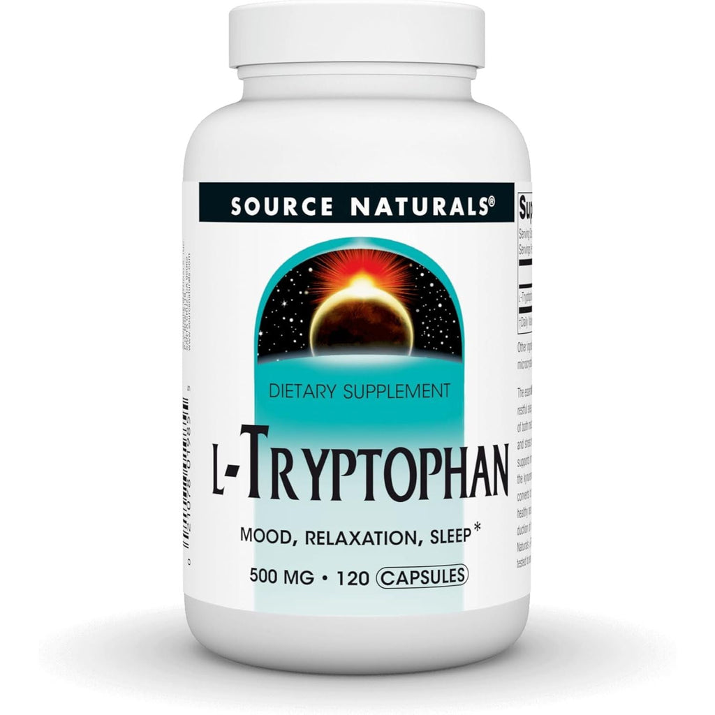 Buy now Source Naturals L-Tryptophan, for Mood, Relaxation, and Sleep*, 500mg - 120 Capsules at indiglob india