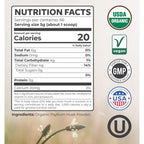 Psyllium Husk Powder Organic Certified - Finely Ground Whole Psyllium Husk Organic Fiber Powder for Baking Smoothies & More - Vegan Gluten Free Non-GMO & Filler Free Soluble Fiber (66 Servings)