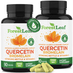 ForestLeaf Quercetin with Bromelain Supplement, 500mg Capsules, 90 Ct | 1350mg Quercetin Complex with Vitamin C, Stinging Nettle for Seasonal Wellness, Non-GMO, Gluten-Free, Vegetarian, Made in USA