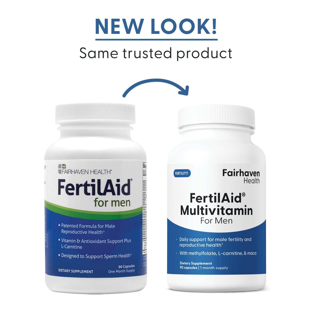 Fairhaven Health FertilAid for Men | Male Fertility Supplement for Count and Motility | Pre-Conception Support with L-Carnitine, CoQ10, Maca and Zinc | 90 Capsules | 1 Month Supply