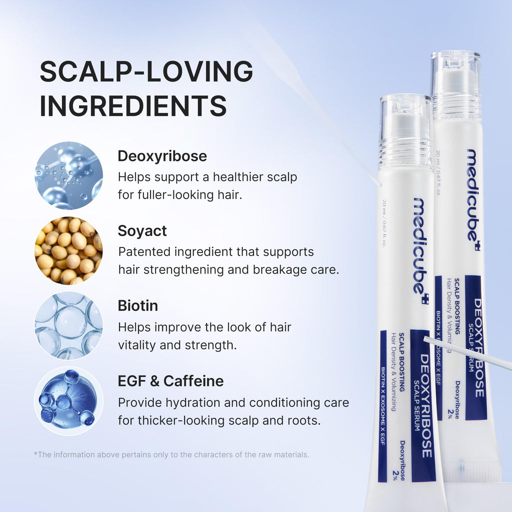 medicube Scalp Serum with Deoxyribose for Fuller Looking Hair | Fuller-Looking, Scalp Strengthening Care - Biotin, Rosemary, EGF, Caffeine, Fine, Thin-Looking Hair, Korean Hair Care, 20ml