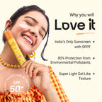 Buy now Aqualogica Glow+ Dewy Face Sunscreen with SPF 50+ & PA+++ | Blue Light Protection & No White Cast | Helps Give Glowing Skin with Papaya & Vitamin C | 1.76 Oz/50g at indiglob india