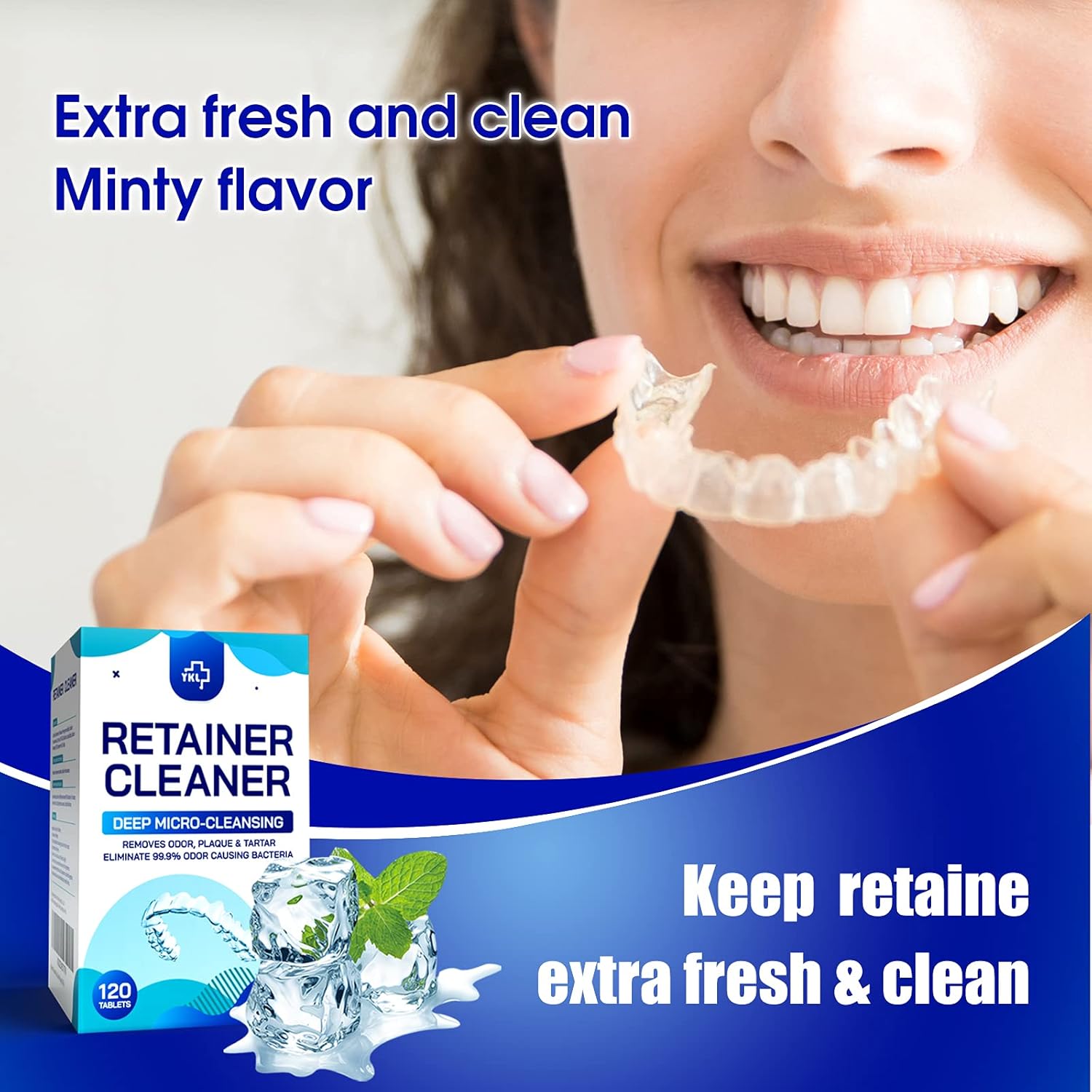 Buy now Retainer & Denture Cleaner Tablets - 4 Months Supply (120 pcs) Dental Retainers for Aligner - Mouth & Night Guards - False Teeth Whitening - Removes Odor & Plaque (120 Pcs) at indiglob india