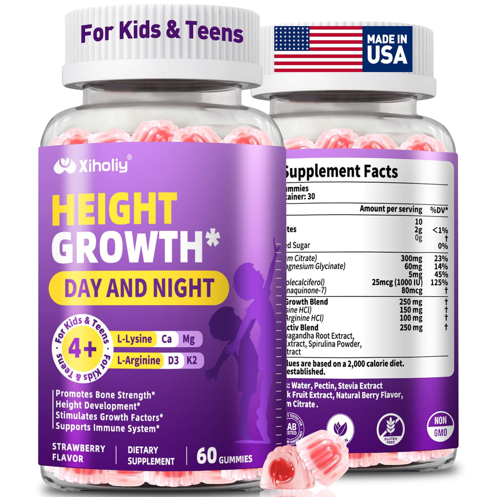 Height Growth Gummies for Kids & Teens - Natural Vitamin Growth Supplement