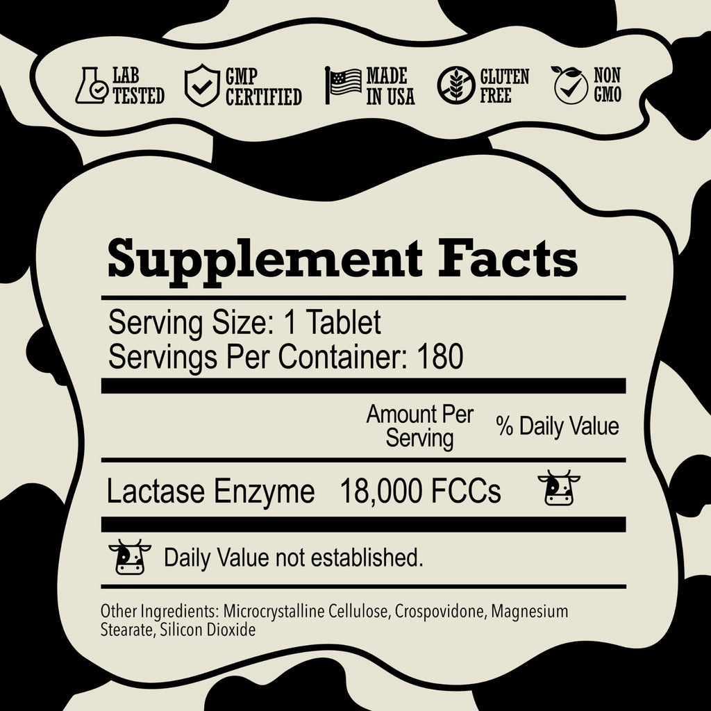 DairyPill Lactase Enzyme Pills for Lactose Intolerance, 18000 FCC, 180 Ct