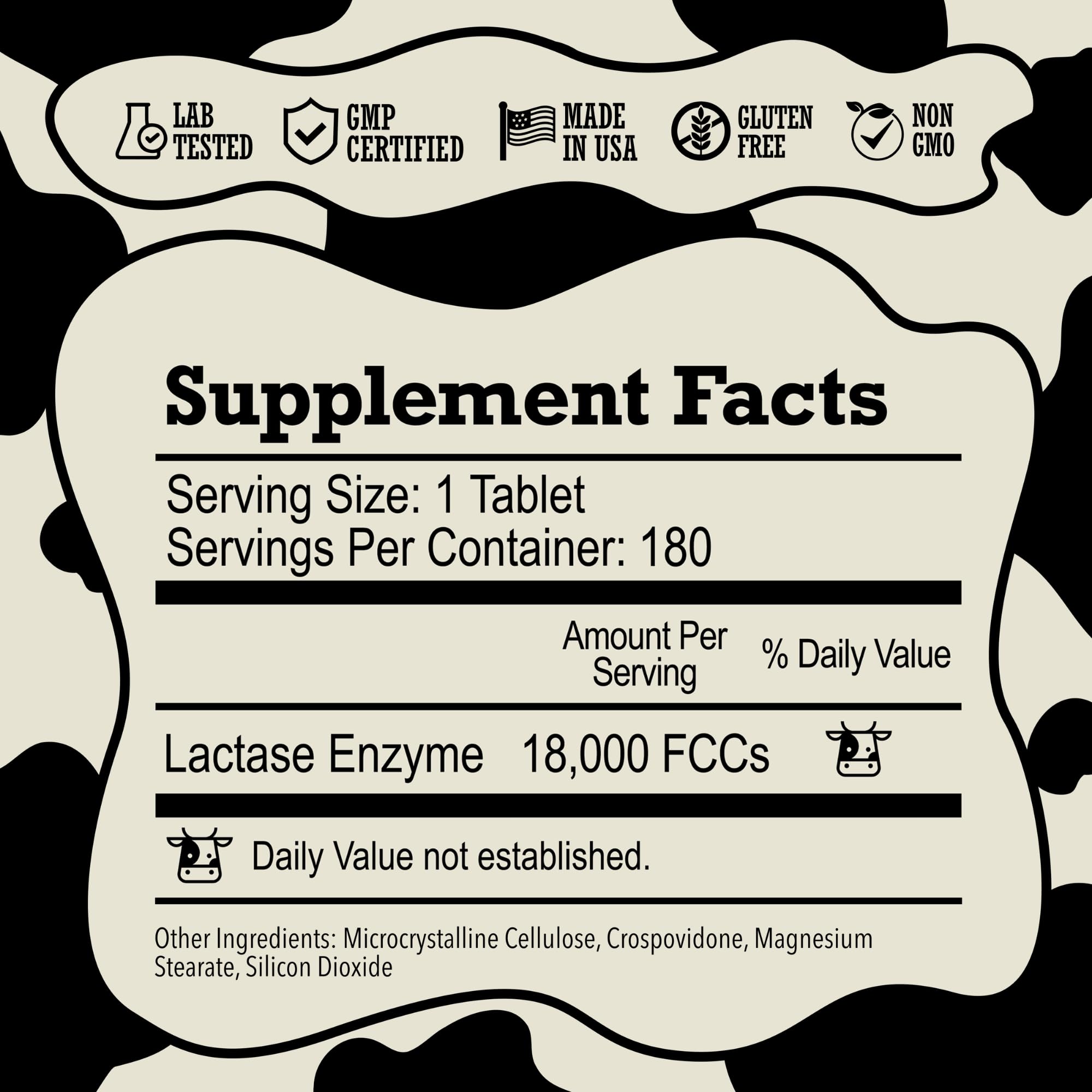 DairyPill Lactase Enzyme Pills for Lactose Intolerance, 18000 FCC, 180 Ct