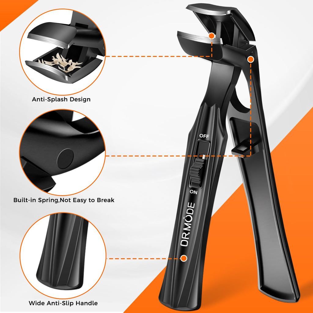 DRMODE Nail Clippers for Thick Nails Angled Head | Toenail Clippers for Thick Toenails Wide Jaw Opening, Sharp Toe Nail Clipper Cutter for Men with Catcher,Large,Heavy Duty