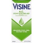 Buy now Visine A.C. Itchy Eye Relief Eye Drops with Zinc Sulfate & Tetrahydrozoline HCl, Eye Drop Treatment with Redness Reliever & Astringent for Itchy, Red, Watery & Irritated Eyes, 0.5 fl. oz at indiglob india