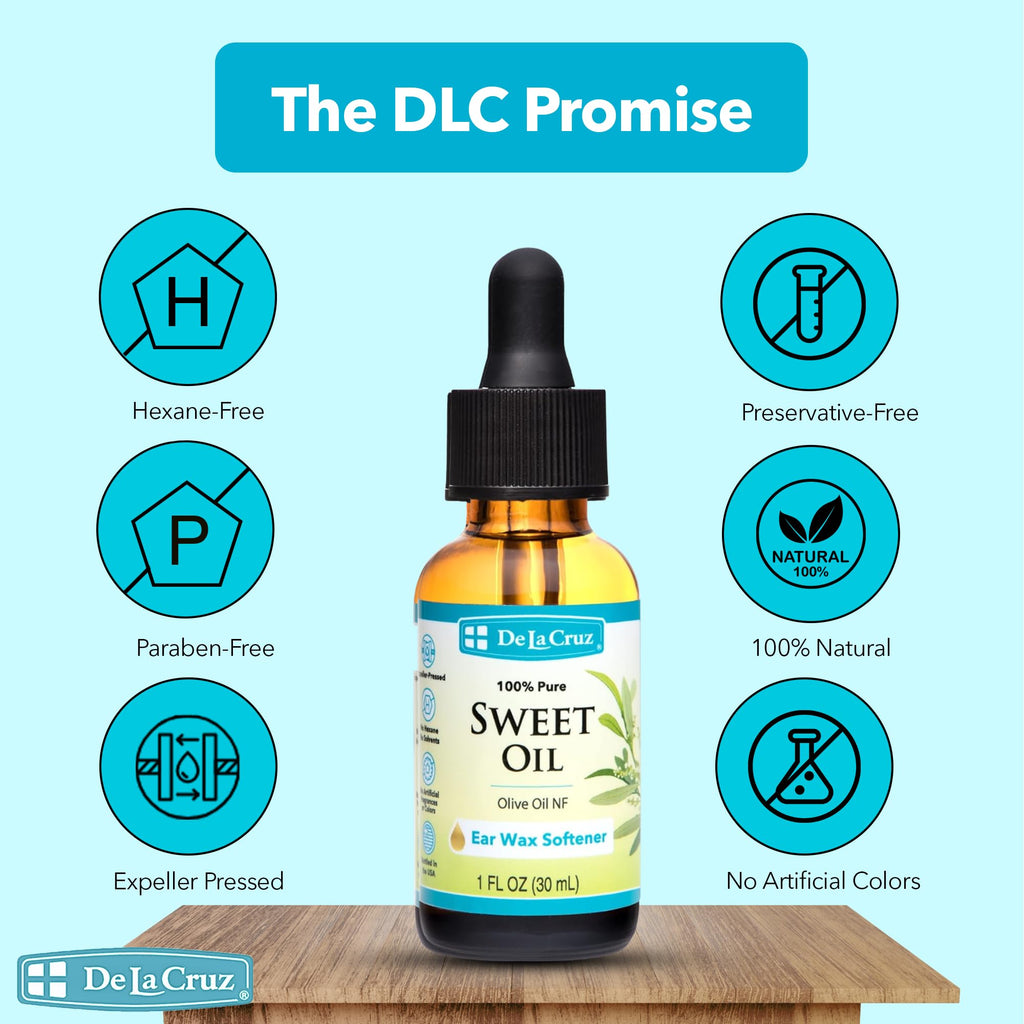 De La Cruz Sweet Oil, Ear Oil, Natural Ear Wax Softener, 1 fl. oz (30 mL)