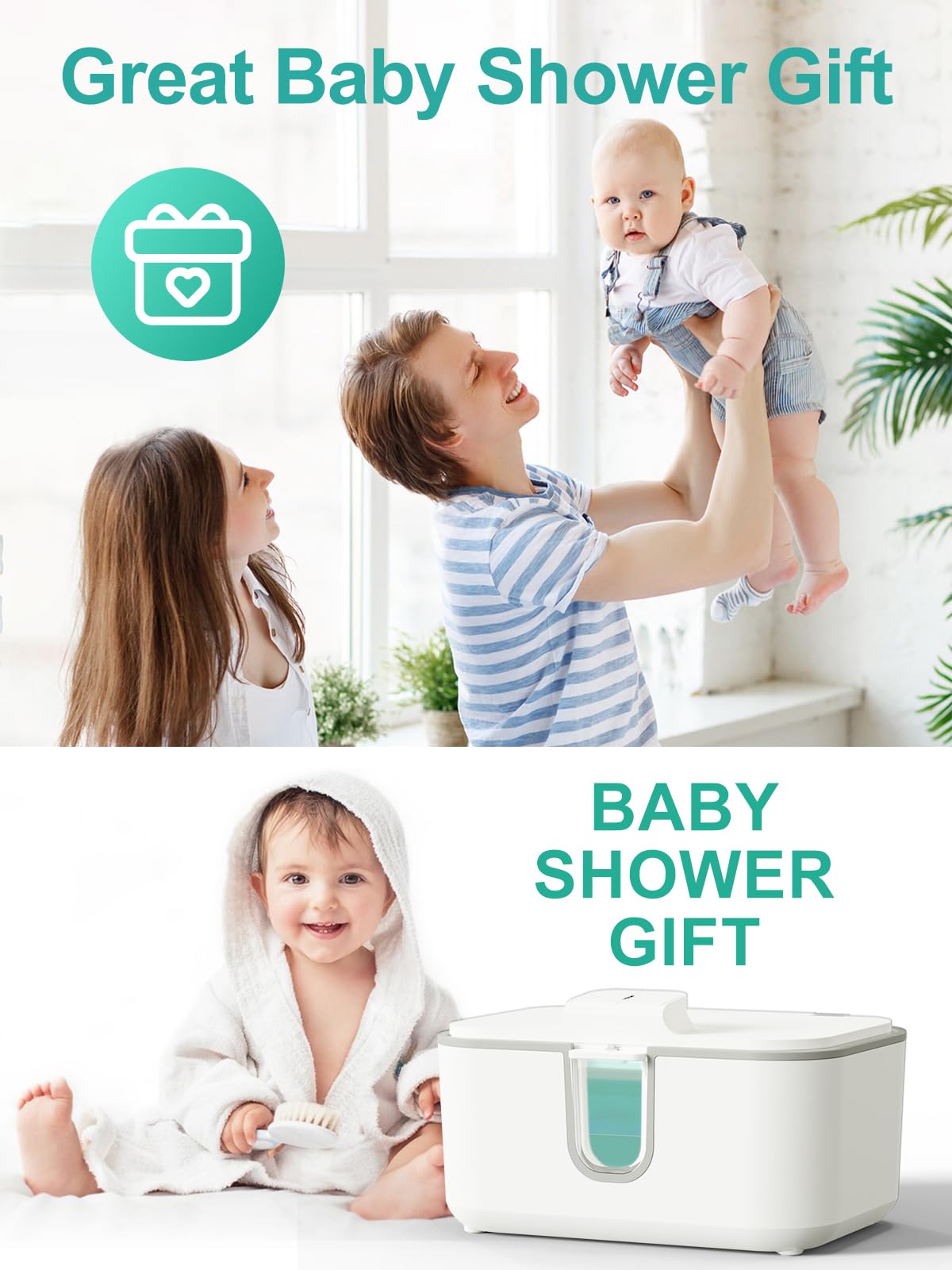 Baby Wipes Warmer, Diaper Wipe Warmer with Night Light, White