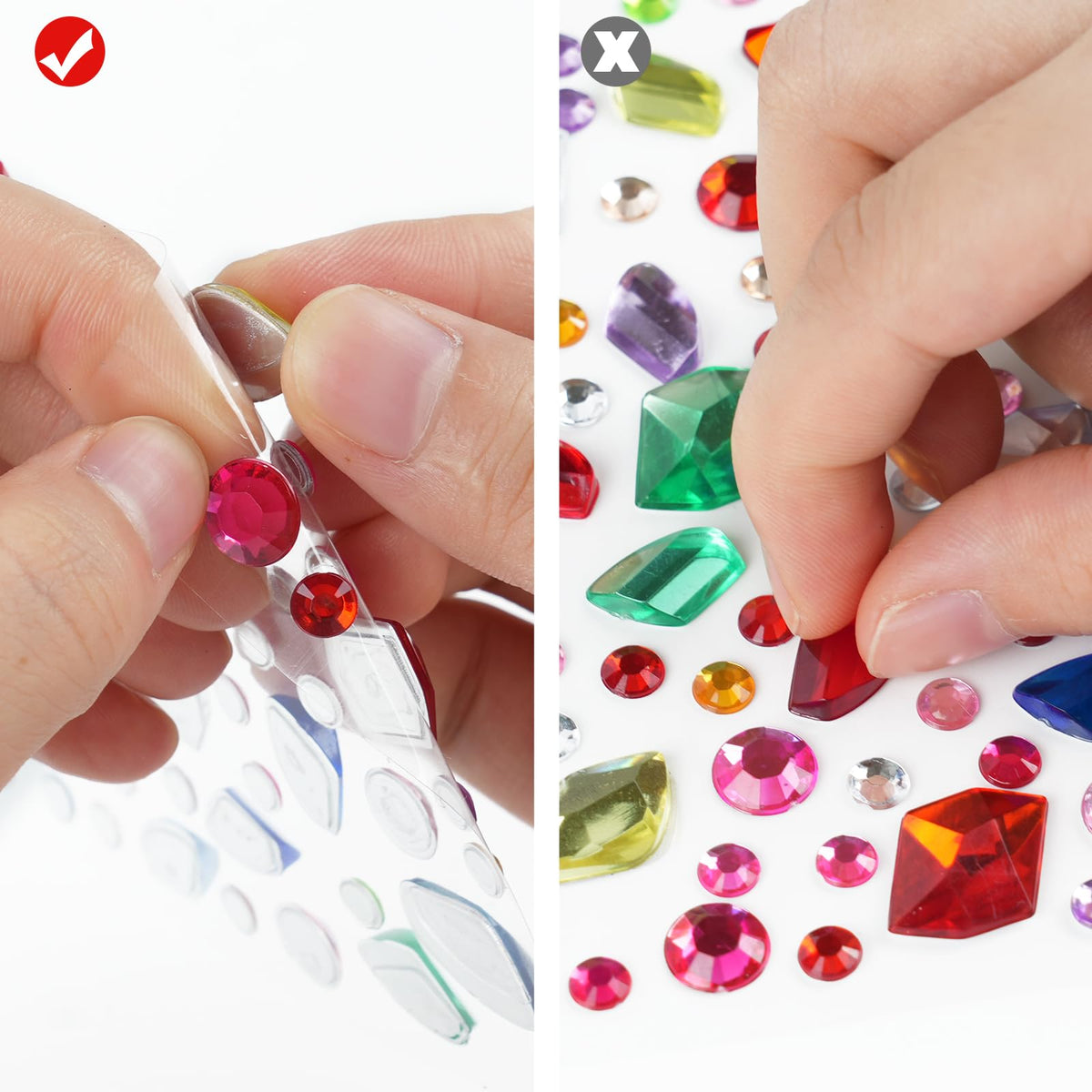 7560pcs Gem Stickers - 20 Sheets Self-Adhesive Rhinestone Acrylic Bling Jewels for Crafts, DIY Projects, Party Decorations with Heart Star Round Pearl Flower Square Shapes