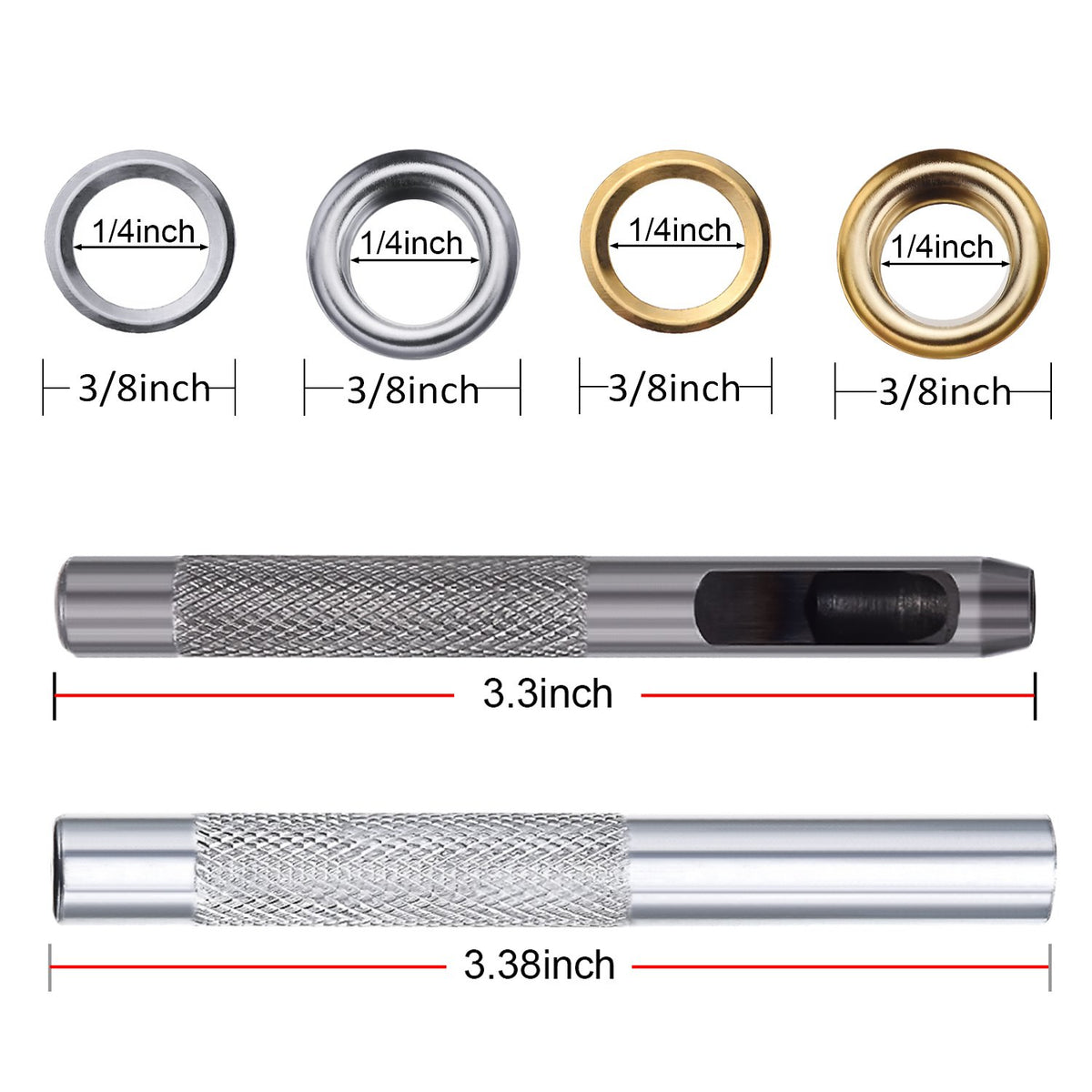 Bememo 1/4 Inch Grommet Kit 200 Set Grommets Eyelets with Install Tool