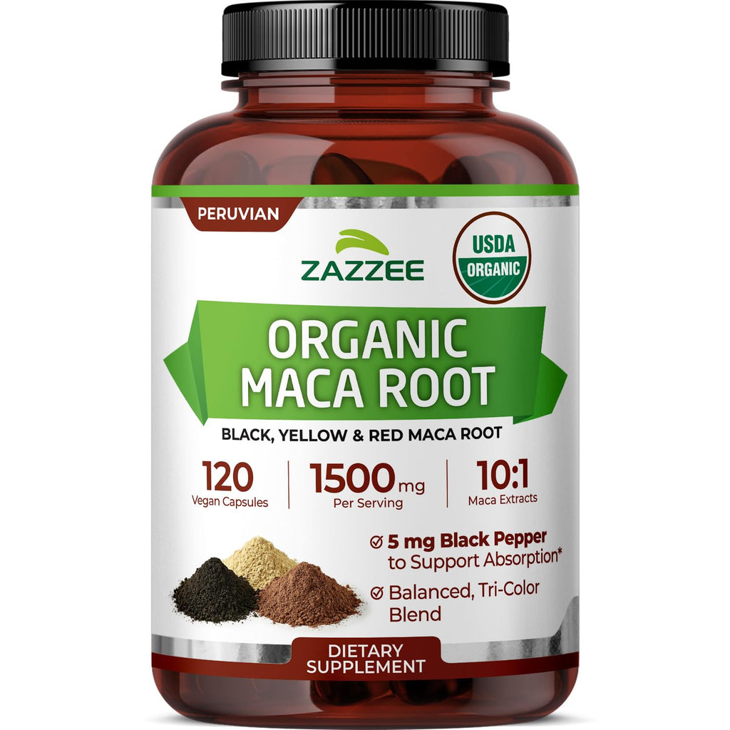 Zazzee USDA Organic Red, Black & Yellow Maca Root 10:1 Extract, Peruvian