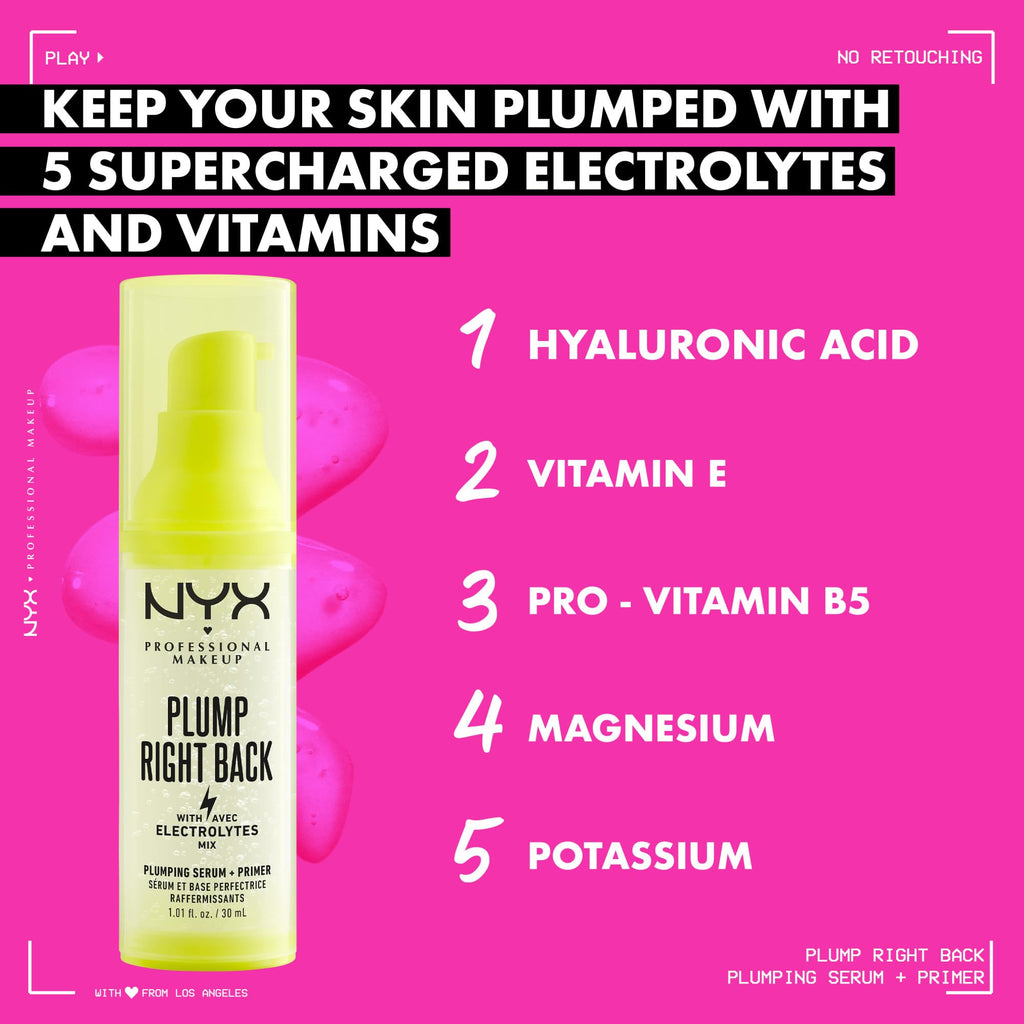 Buy now NYX PROFESSIONAL MAKEUP Plump Right Back Plumping Serum & Primer, With Hyaluronic Acid at indiglob india