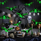 12PCS Halloween Hanging Glowing Bats Decorations for Outdoor Yard Indoor