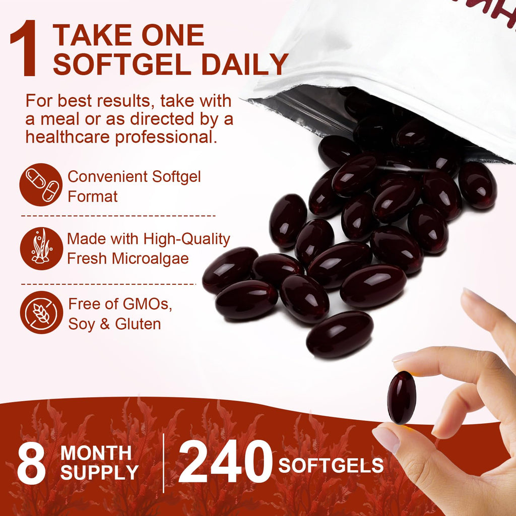 Astaxanthin 12mg Antioxidant Supplements, 240 Softgels