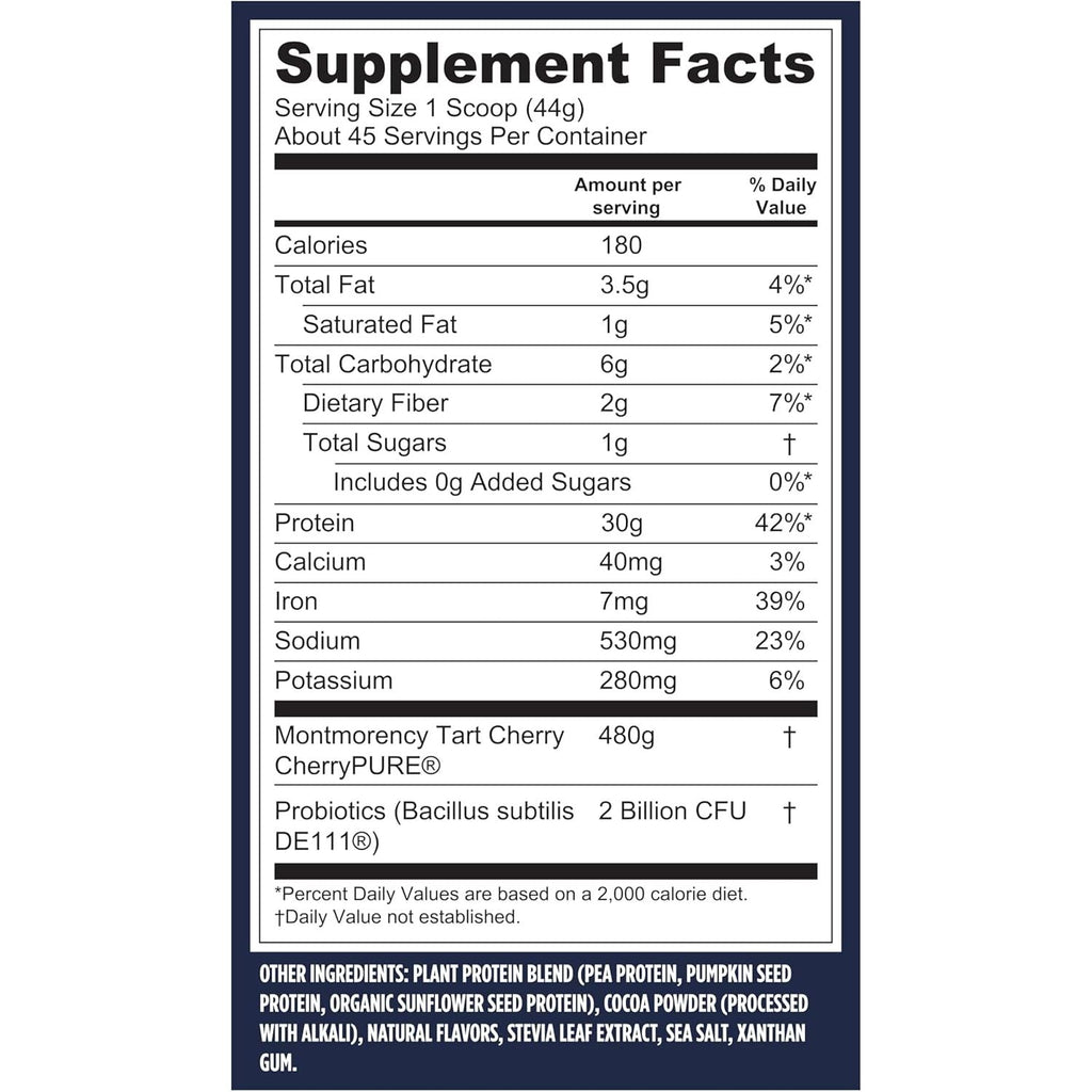 Buy now Vega Sport Vegan Protein Powder + Recovery - 30g Plant Based Protein per Serving, Chocolate, 45 Servings, 5g BCAAs, Probiotics, NSF Certified, For Shakes & Smoothies, 4.4lbs (Packaging May Vary) at indiglob india