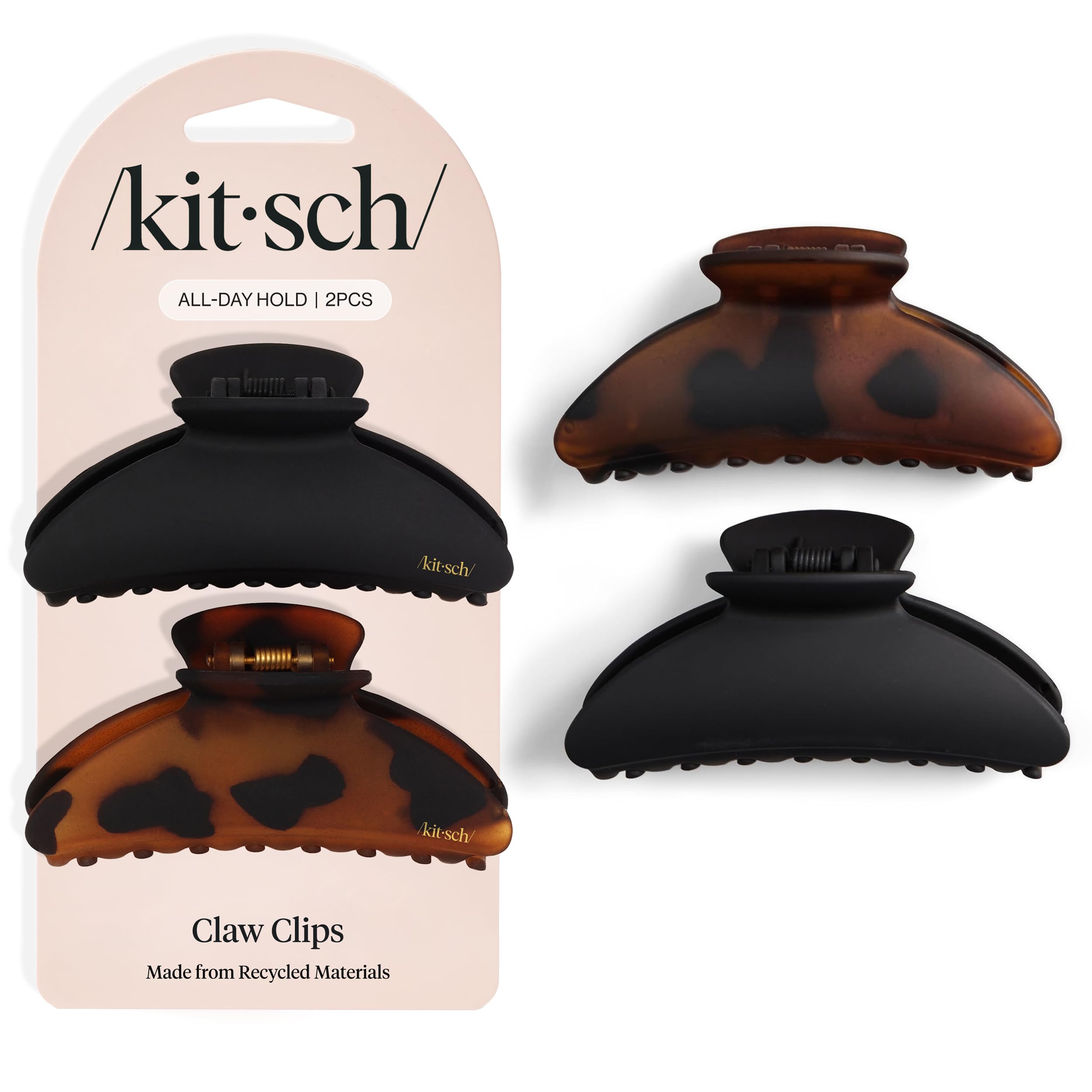 Buy now Kitsch Medium Claw Clips for Women - Strong Hold & Stylish Glossy Puffy Design Hair Accessories | Half-Up or Full Updos | Ideal Gifts for Women - 2pc Set, Black & Tort Tortoise and Black (2 Pieces, Medium) at indiglob india