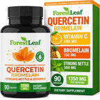 ForestLeaf Quercetin with Bromelain Supplement, 500mg Capsules, 90 Ct | 1350mg Quercetin Complex with Vitamin C, Stinging Nettle for Seasonal Wellness, Non-GMO, Gluten-Free, Vegetarian, Made in USA