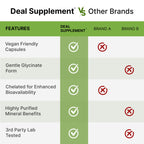 Deal Supplement Magnesium Glycinate 500mg Per Serving, 240 Veggie Capsules | 100% Chelated Magnesium Glycinate, Essential Mineral Supplement for Women & Men. Non-GMO, Gluten Free.