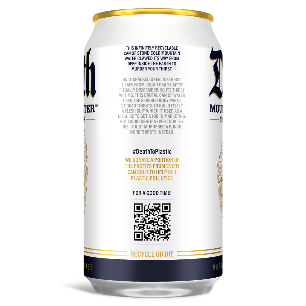 Buy now Liquid Death Sparkling Mountain Water, Real Mountain Source, Ice-Cold Cans, Infinitely Recyclable, 12 Fl Oz (Pack of 12) at indiglob india