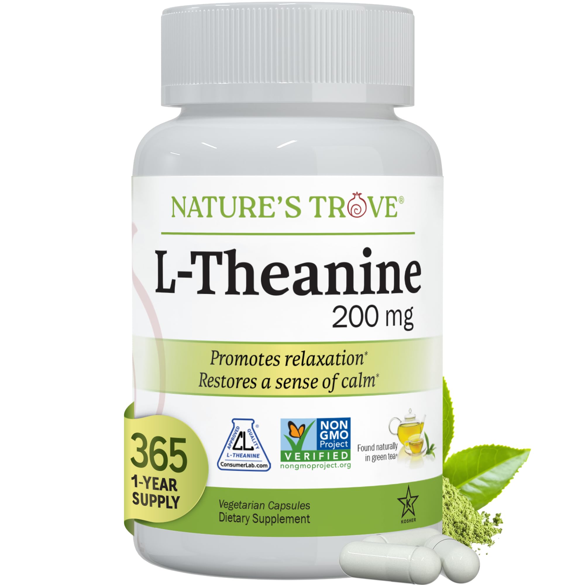 Buy now Nature's Trove L-Theanine 200mg 120 Vegetarian Capsules 365 at indiglob india