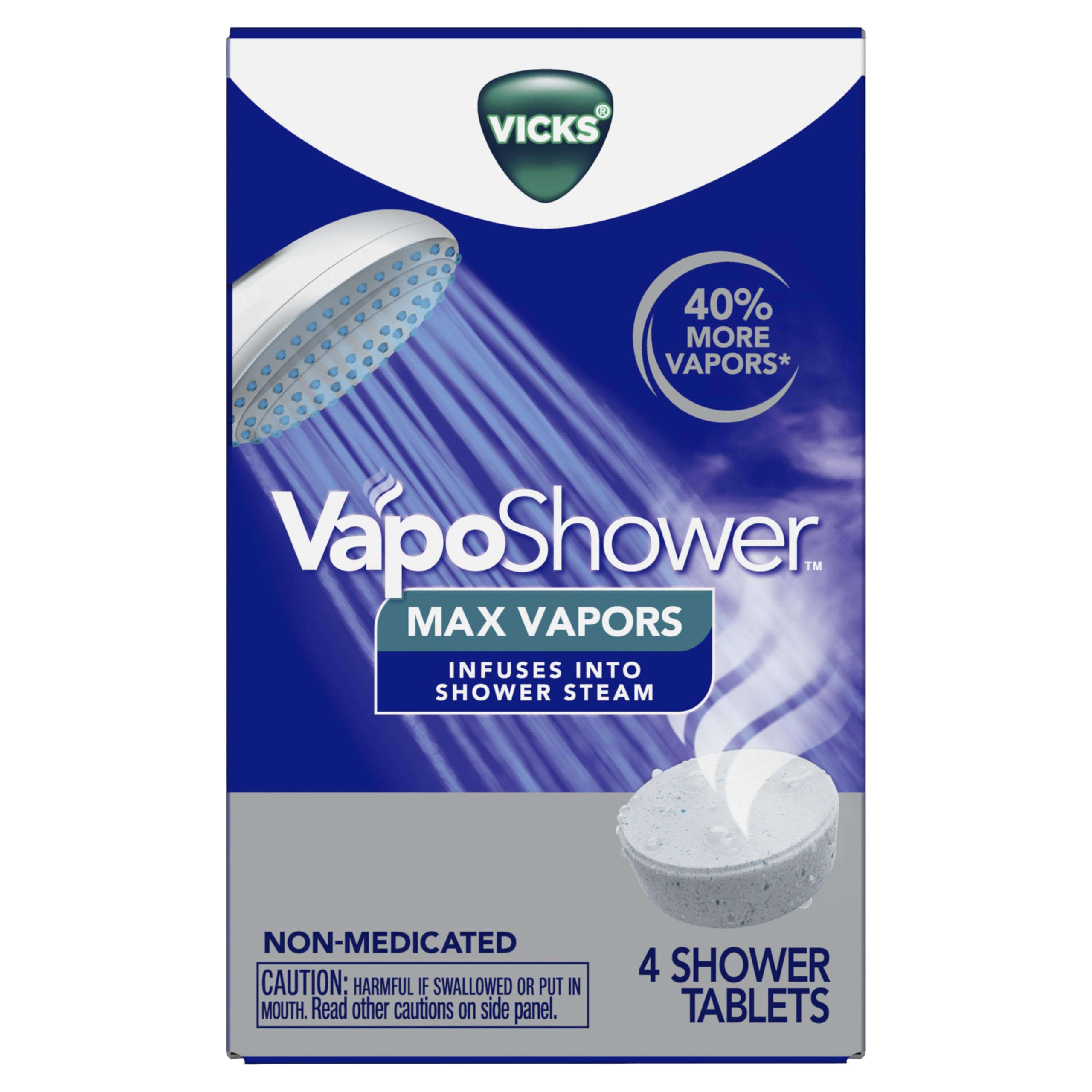 Buy now Vicks VapoShower Max Tablets, Non-Medicated Eucalyptus Shower Steamer Tablets, Menthol, Aromatherapy, 4ct at indiglob india