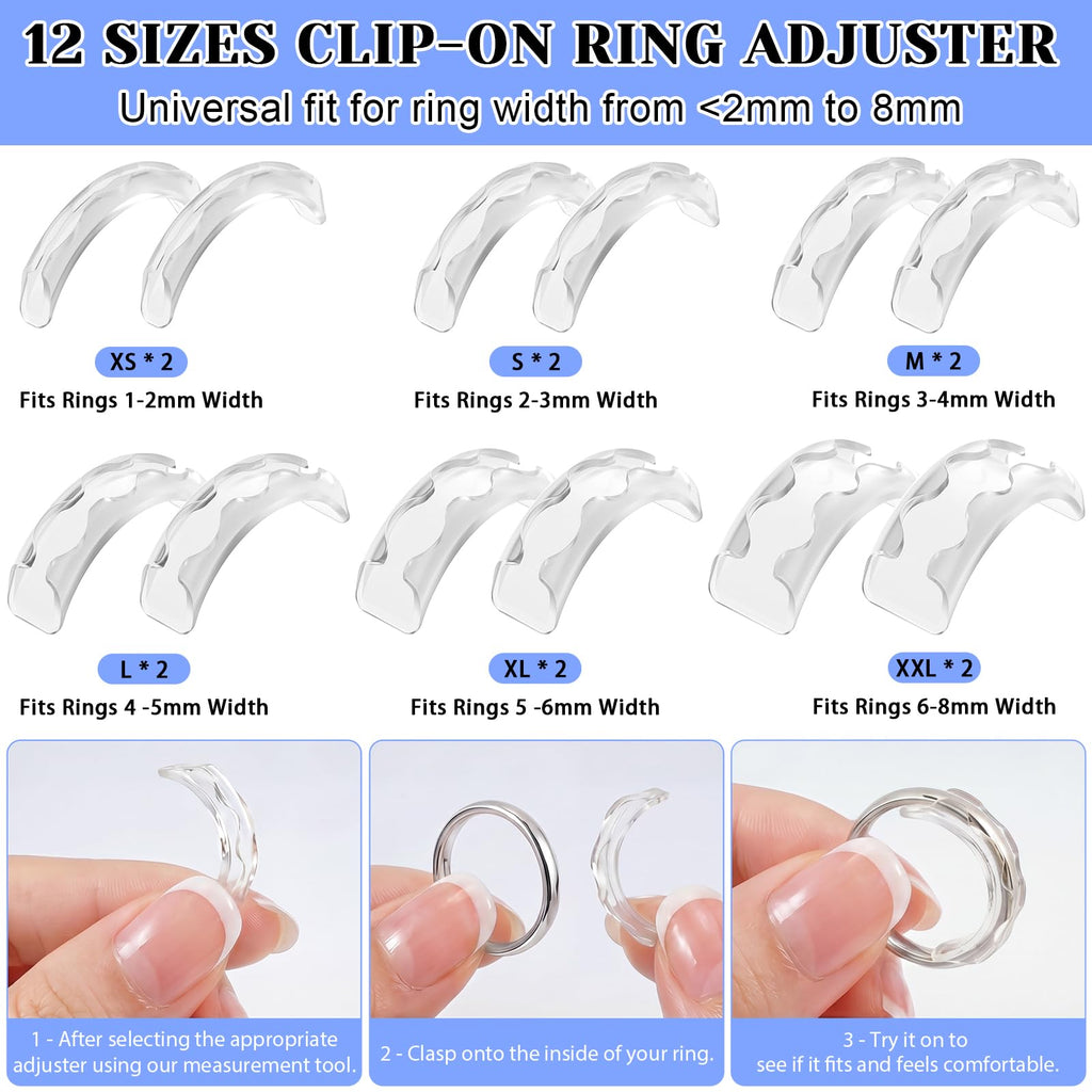 114Pcs 3-in-1 Ring Sizers for Loose Rings, Anti-Slip, Reduce 0.5-1 Size