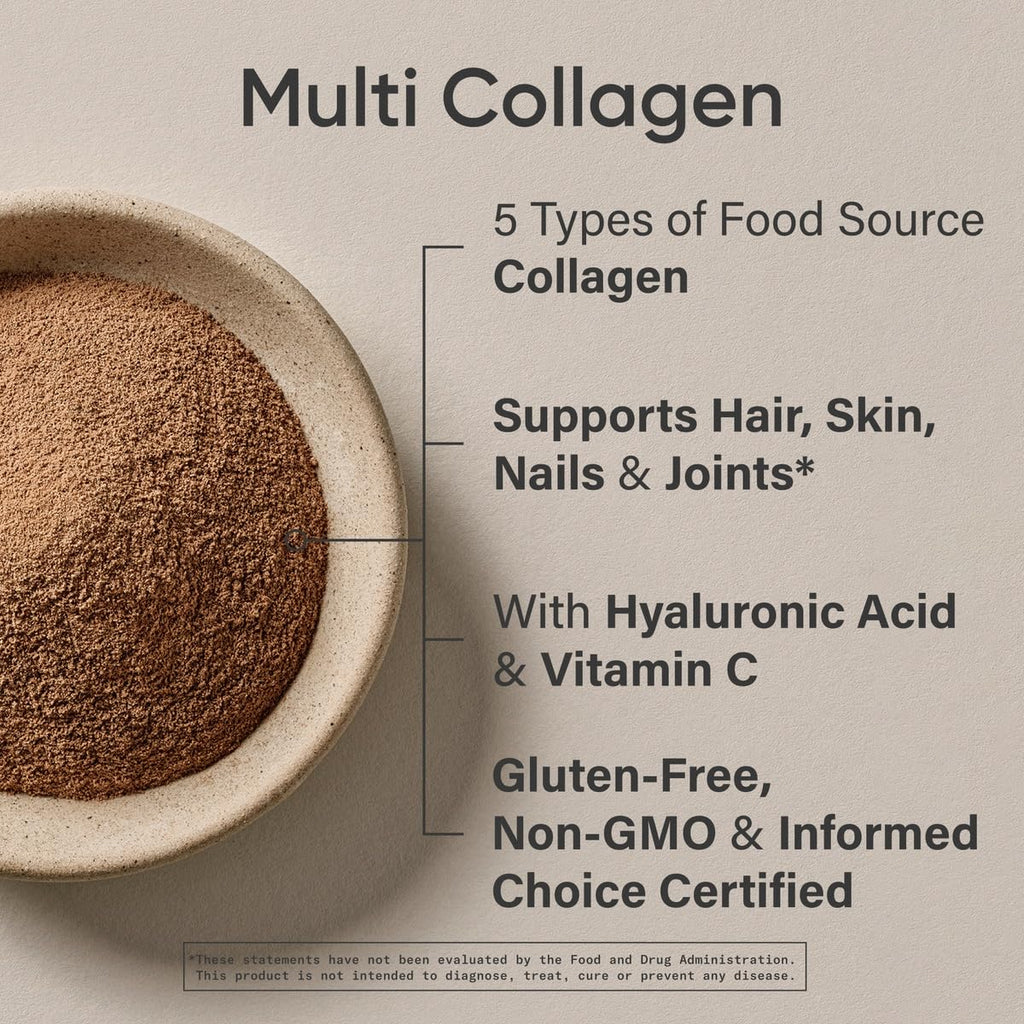 Sports Research® Multi Collagen Protein Powder, Chocolate - 30 Servings | 10g Grass-Fed Type I, II, III, V, X Collagen per Scoop w/Hyaluronic Acid & Vit. C | Hair, Skin & Joint Support | Easy to Mix