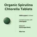 Micro Ingredients Organic Spirulina Chlorella Tablets, 720 Count | 4 Month Supply. 50/50 Algae Blend, Broken Cell Wall, Sunlight Grown. Contains Vegan Protein & Naturally Occurring Chlorophyll
