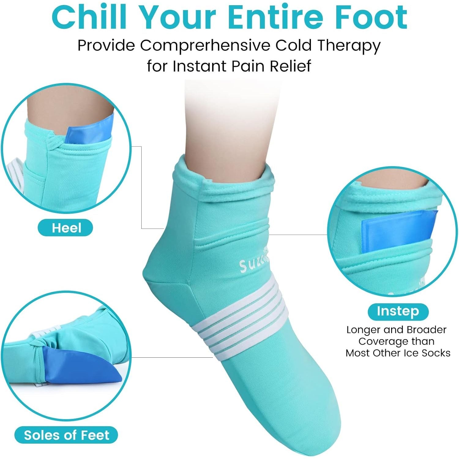 Buy now SuzziPad Cold Therapy Socks with Reusable Gel ice Packs - Achieve Relief from Sprains, Muscle Pain, Bruises, Swelling, Edema, Chemotherapy, Arthritis, Post Partum Foot (S/M) at indiglob india