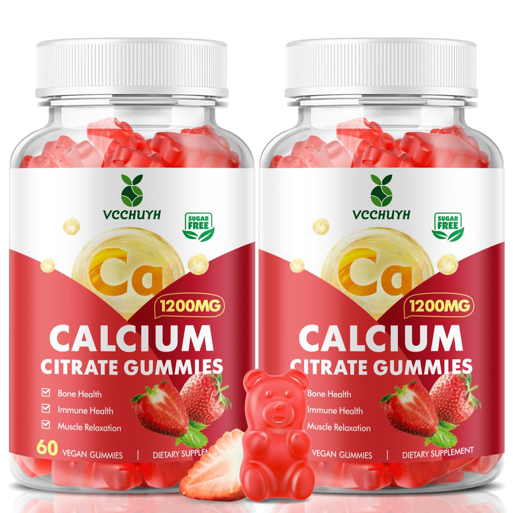 Calcium Citrate Gummies 1200mg, Chewable Calcium Supplements for Women & Men, Sugar Free Calcium Gummies for Bone, Muscle & Immune Support, Strawberry Flavor 60 Count