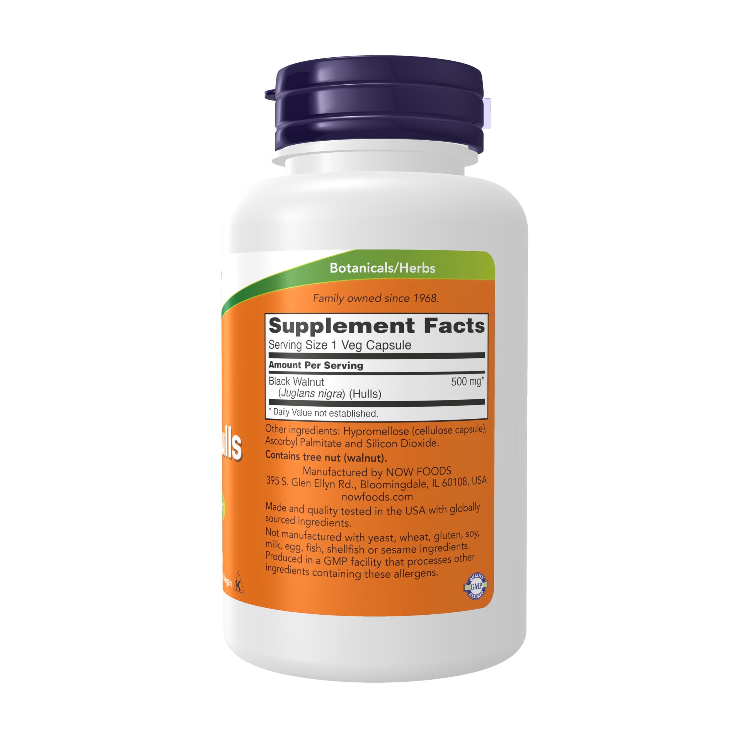 Buy now NOW Foods Supplements, Black Walnut Hulls (Juglans nigra) 500 mg, Herbal Supplement, 100 Veg Capsules at indiglob india