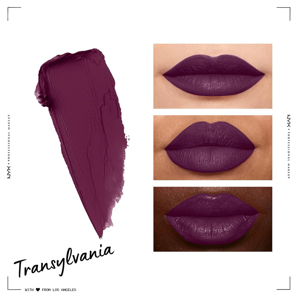 Buy now NYX PROFESSIONAL MAKEUP Soft Matte Lip Cream, Lightweight Liquid Lipstick - Transylvania (Matte Deep Violet) at indiglob india