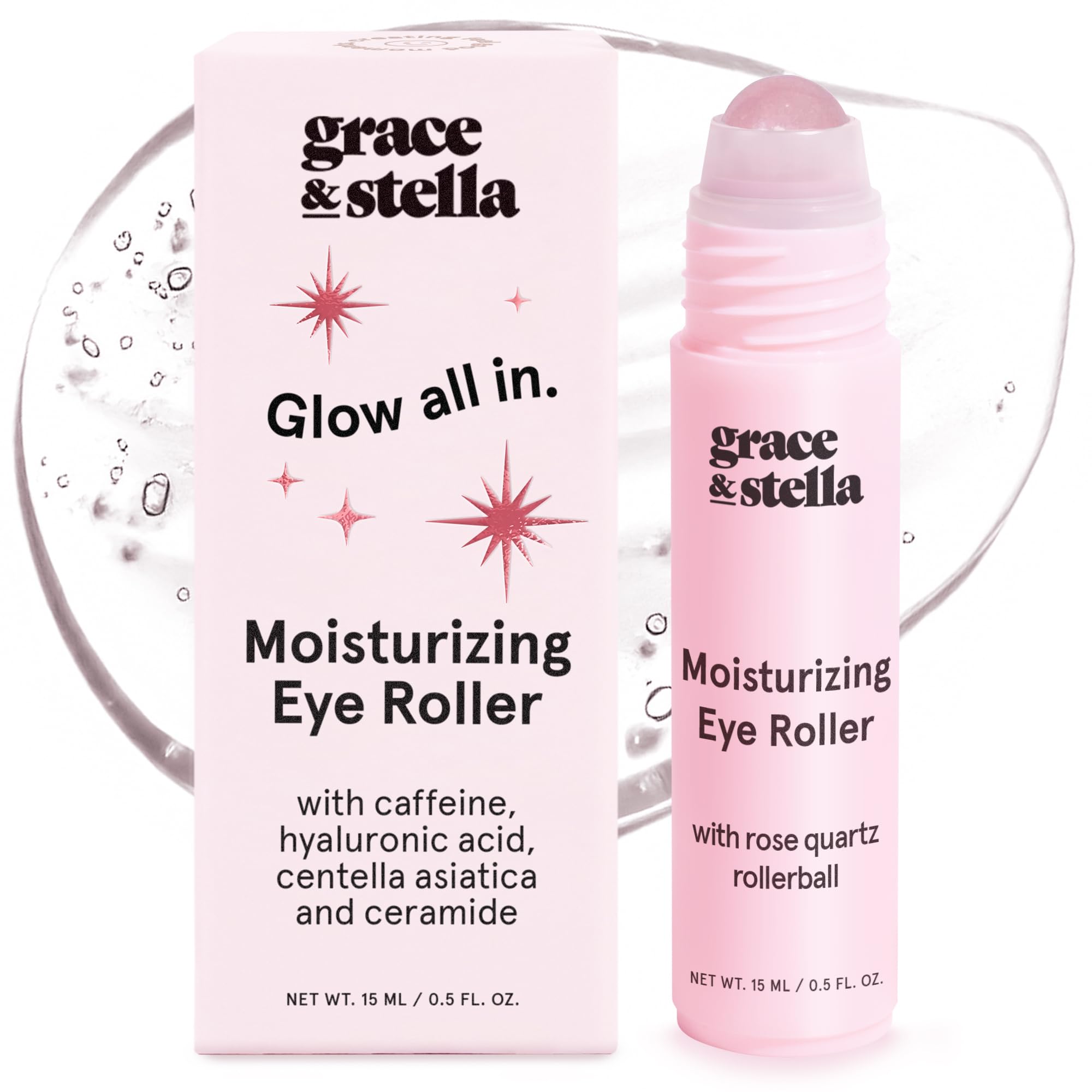 grace & stella Award Winning Under Eye Brightener Roller | Travel Size Toiletries - Retinol & Caffeine Eye Serum for Puffiness, Dark Circles, Wrinkles -Vegan Skincare (15ml / 0.51floz)