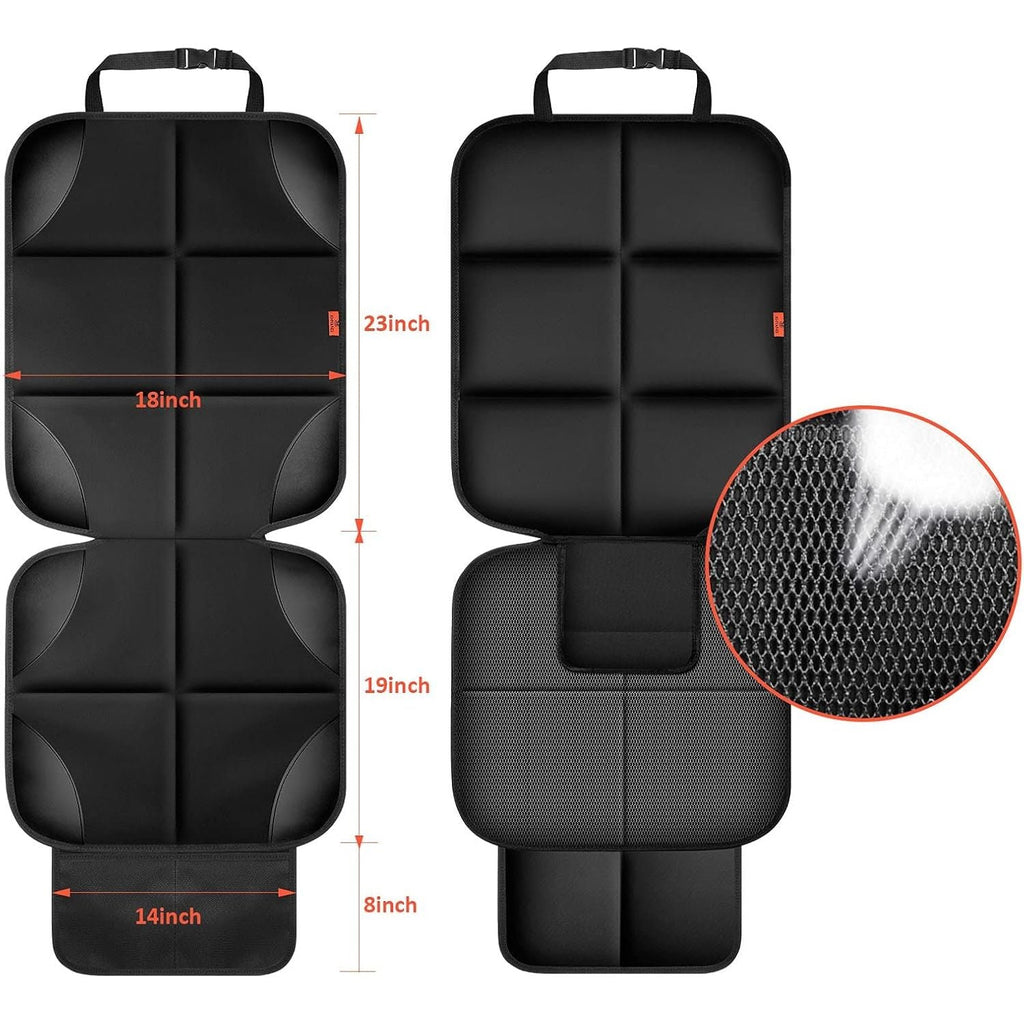 Buy now Car Seat Protector 1 Pack Car Seat Cushion Mat Thickest Padding,Waterproof 600D Fabric Car Seat Covers for Non-Slip Backing Mesh Pockets for Baby and Pet (Black, 1 Pack) at indiglob india