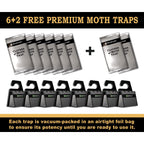 MaxGuard Clothes Moth Traps (6+2 Free Traps) with Extra Strength Pheromones | Non-Toxic Sticky Glue Trap for Closets and Carpet Moths | No Mothballs | Lure, Trap and Kill Case-Bearing Webbing Moths |
