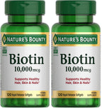 Buy now Nature's Bounty Biotin Hair Skin and Nails Vitamins, Supports Healthy Hair, Skin and Nails, 10,000 mcg, 120 Softgels (Pack of 1) at indiglob india