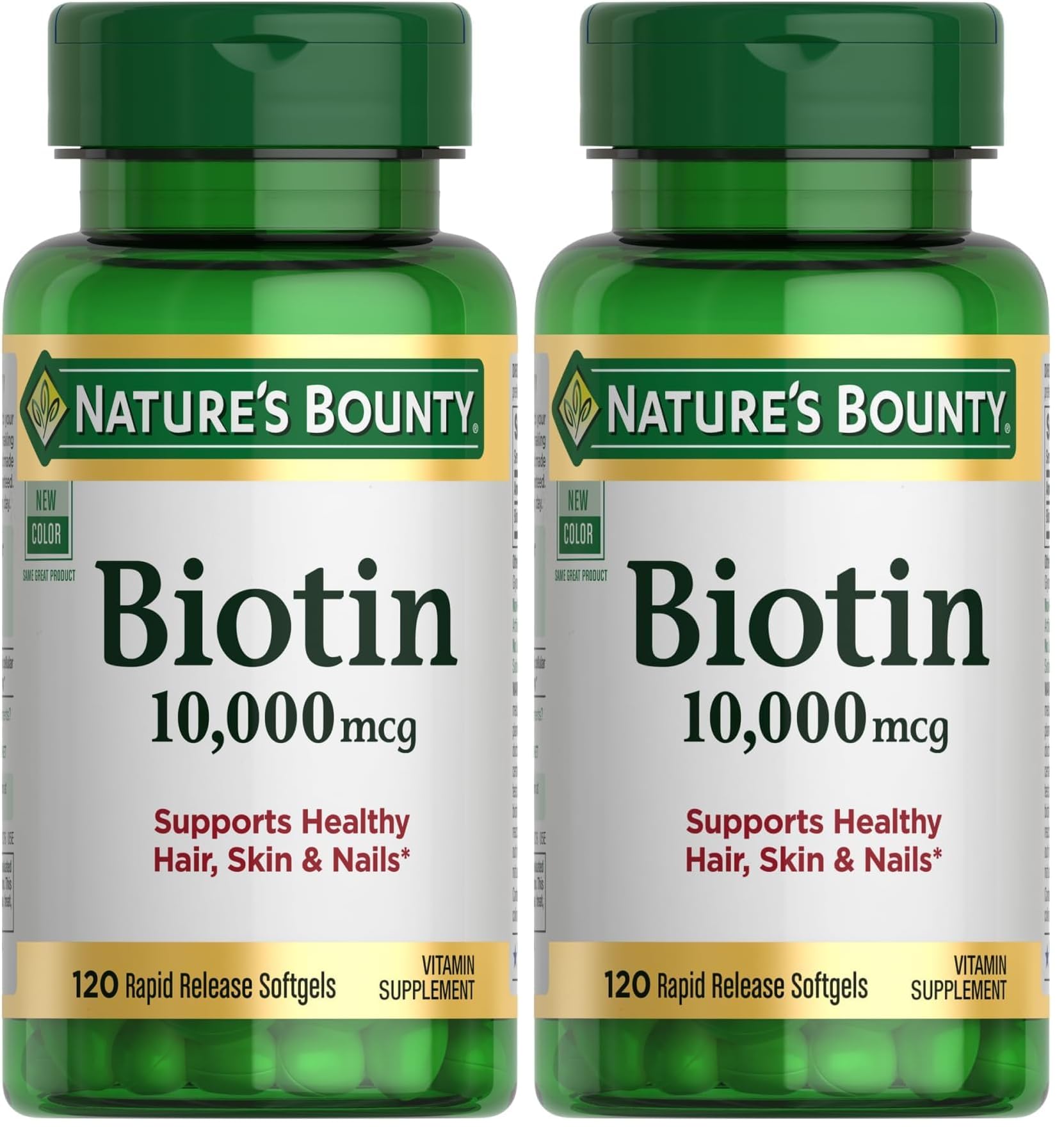 Buy now Nature's Bounty Biotin Hair Skin and Nails Vitamins, Supports Healthy Hair, Skin and Nails, 10,000 mcg, 120 Softgels (Pack of 1) 120 Count (Pack of 2) at indiglob india