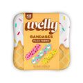 Welly Bandages | Adhesive Flexible Fabric Bravery Badges | Assorted Shapes for Minor Cuts, Scrapes, and Wounds | Colorful and Fun First Aid Tin | Ice Cream Patterns - 48 Count
