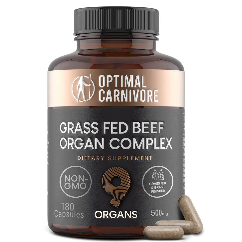 Beef Organ Supplement for Men | Grass-Fed Testicle, Blood, Liver, Heart & Bone Marrow | Primal Energy, Stamina & Daily Performance | 90-Day Supply