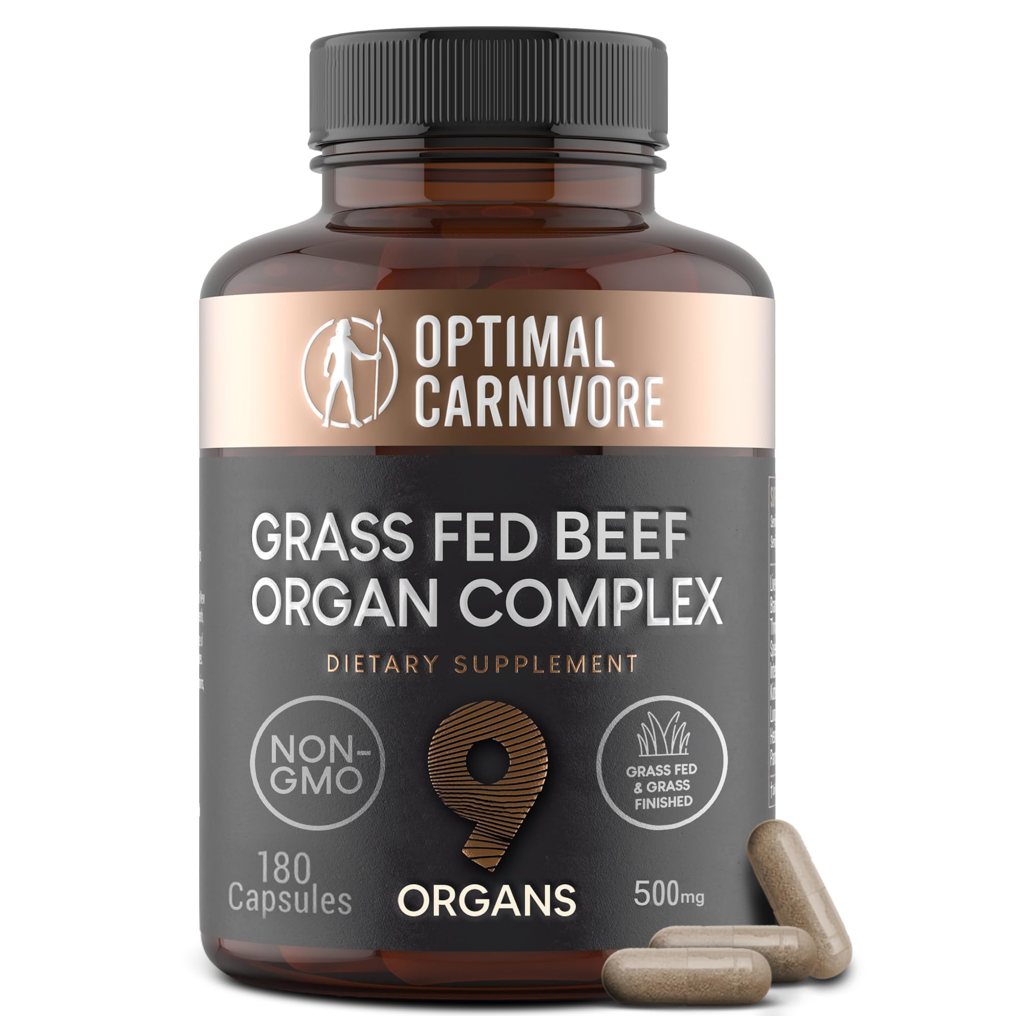 Beef Organ Supplement for Men | Grass-Fed Testicle, Blood, Liver, Heart & Bone Marrow | Primal Energy, Stamina & Daily Performance | 90-Day Supply
