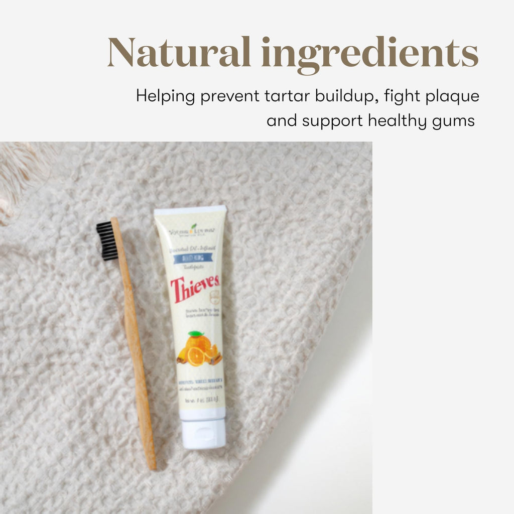 Young Living Thieves Whitening Toothpaste - Natural Oral Care for a Bright Smile - Fluoride-Free Formula - 4 oz Tube - Certified Ingredients for Fresh and Healthy Teeth