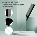 Boar Bristle Slick Back Hair Brush, Teasing Hair Brush with Black Carbon Fiber and Stainless Steel Tail Comb, Slick Hair Brush Set for Parting and Sectioning, Suitable for All Styling