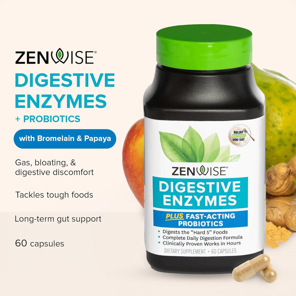 Buy now Zenwise Health Digestive Enzymes for Gut Health & Bloating Relief - Multi Enzymes Digestion Supplement with Probiotics, Bromelain & Papaya for Digestive Health Support - Men & Women - 180 Count at indiglob india