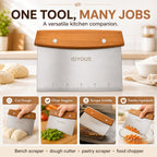 Bench Scraper and Dough Cutter, Stainless Steel Bread Cutter