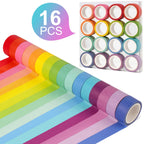 Phinus Washi Tape Set, 16 Pack Decorative Tape, Multicolor, 15mm x 3m, Reusable, Ideal for Gift Wrapping, Journaling, Crafting, Decoration