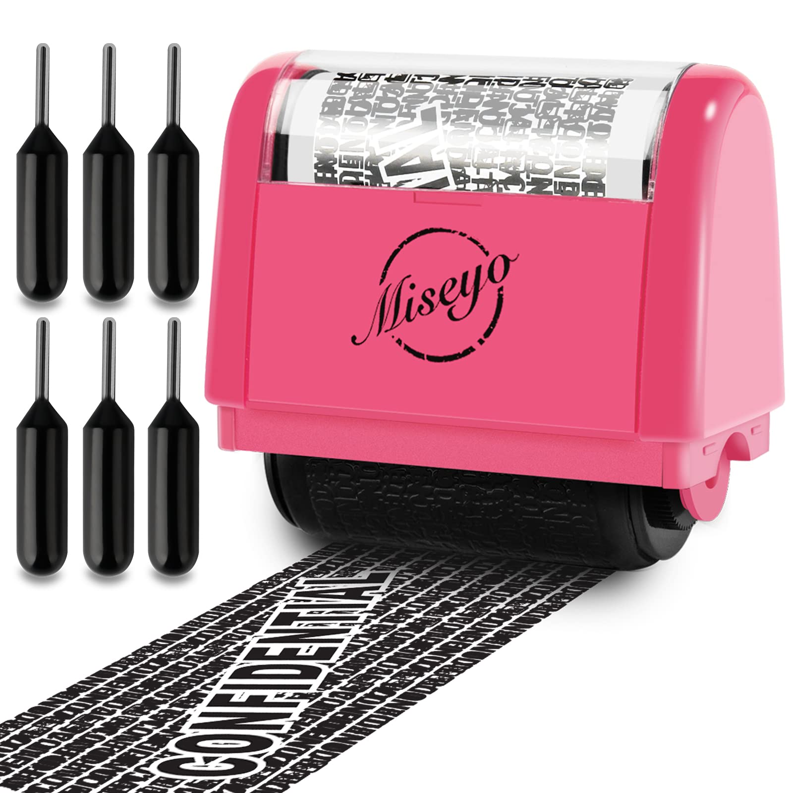 Buy now Miseyo Wide Identity Theft Protection Roller Stamp Set - Yellow (3 Refill Ink Included) Peach Stamp+6 Refills at indiglob india